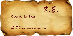 Klenk Erika névjegykártya